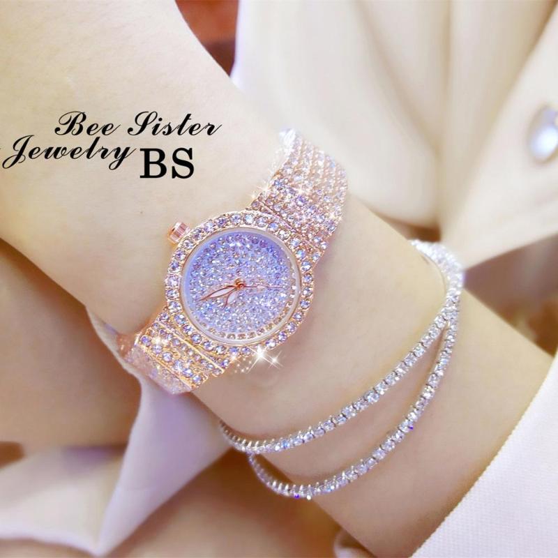

Wristwatches Top Royal Women Watches Casual Quartz Watch Hip Iced Out Stainless Steel Strap Dress Zegarek Damski, Gold