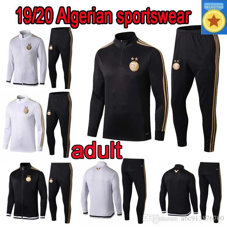 

19 20 Algerian two stars tracksuit training suit sweatshirt 2019 new 2 stars Algeria MAHREZ BELAILI training suit jacket pants, Black;yellow
