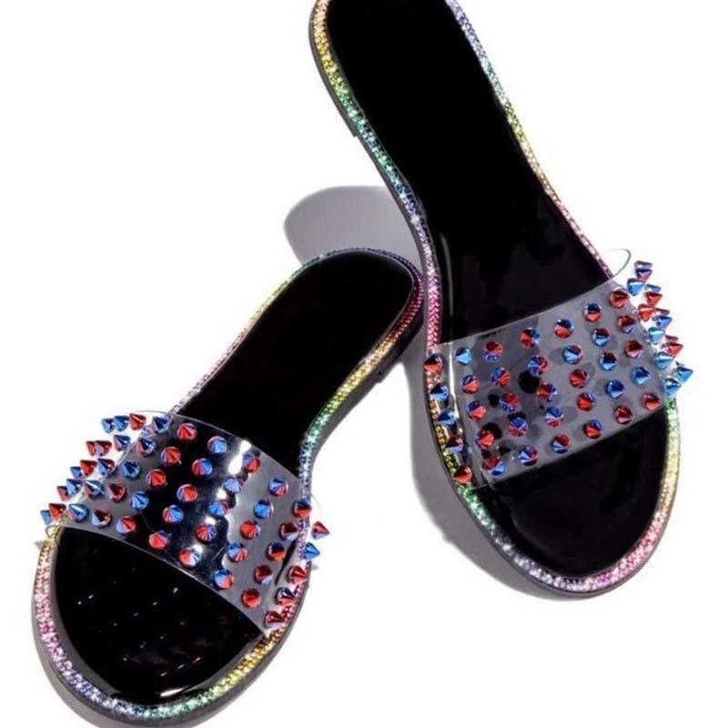 

Summer Shoes For Women 2021 Crystal Flat Fashion Sandals Glitter Outdoor Leisure Female Sexy Ladies Slippers, Black