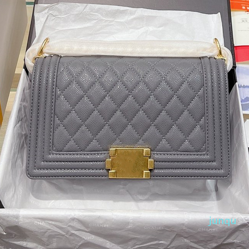 

2021 Classic Caviar Bags Diamond Lattice/ V-stitch Quilted Fashion Luxury Designers Calfskin Cowhide Chain Crossbody Shoulder bag 25cm