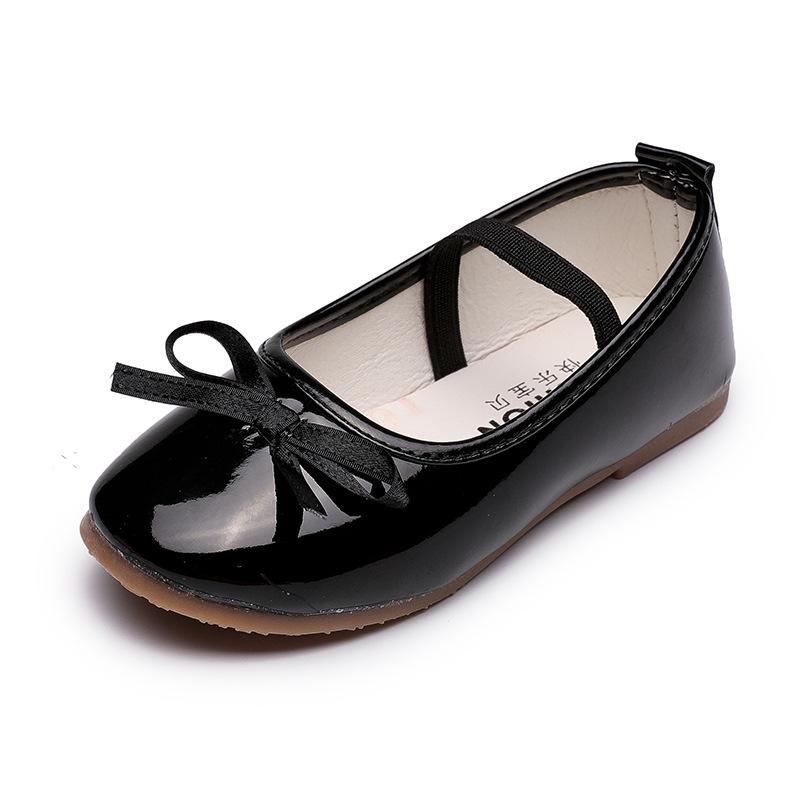 

Sneakers JGVIKOTO Spring Autumn Sweet Girls Shoes Toddlers Little Girl Big Kids Leather With Bowtie Black Pink Red Cute Princess