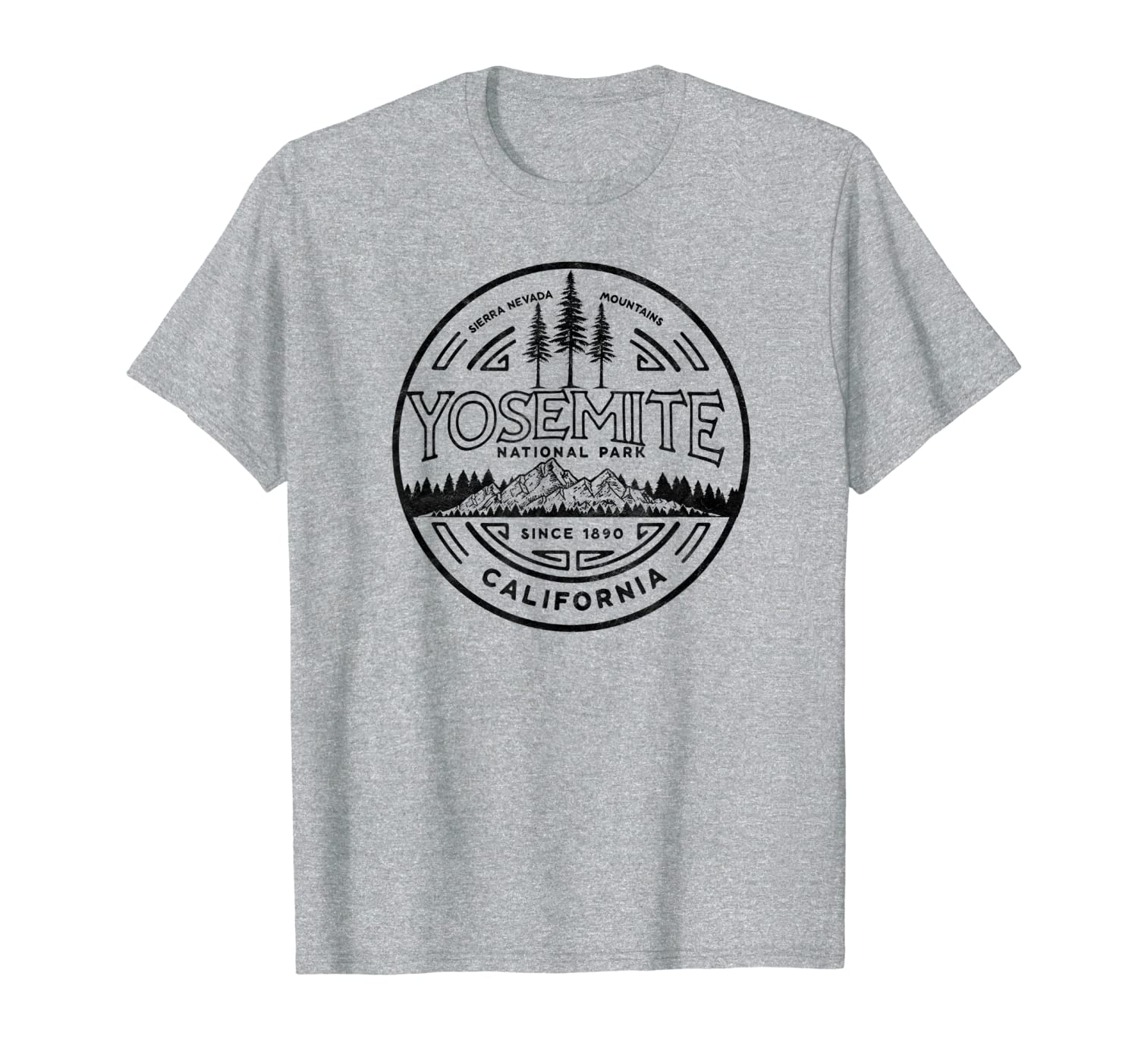 

Yosemite National Park Distressed Minimalist Design T-Shirt, White;black