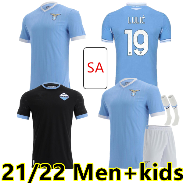 

21 22 Lazio soccer jersey 2021 2022 home 3rd football shirt LUIS ALBERTO IMMOBILE SERGEJ Men+kids kits maillot maglia da calcio, Black;yellow