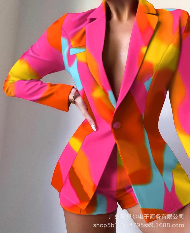 

Women' Suits & Blazers Autumn Office Ladies Fashion Slim Blazer For Women Print Casual Cardigan High Street Wear Mujer De Moda Lady, Odf0568h