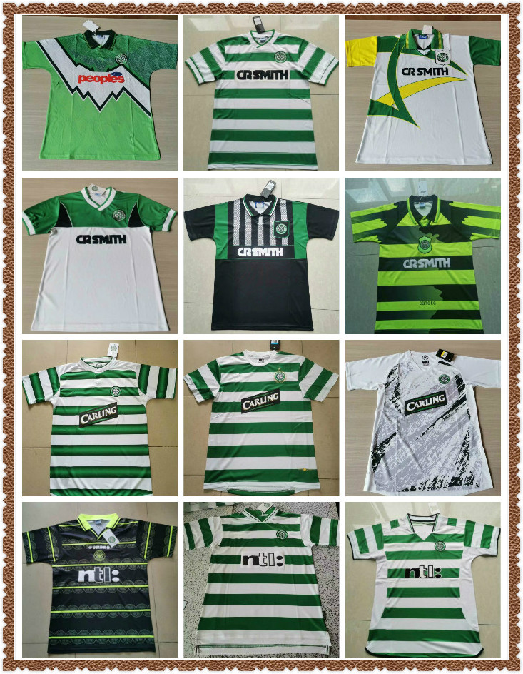 

1980 1991 1992 1995 1996 1997 1998 1999 Celtic retro soccer jerseys 2005 2006 Classic Vintage football Sports shirts, Gold