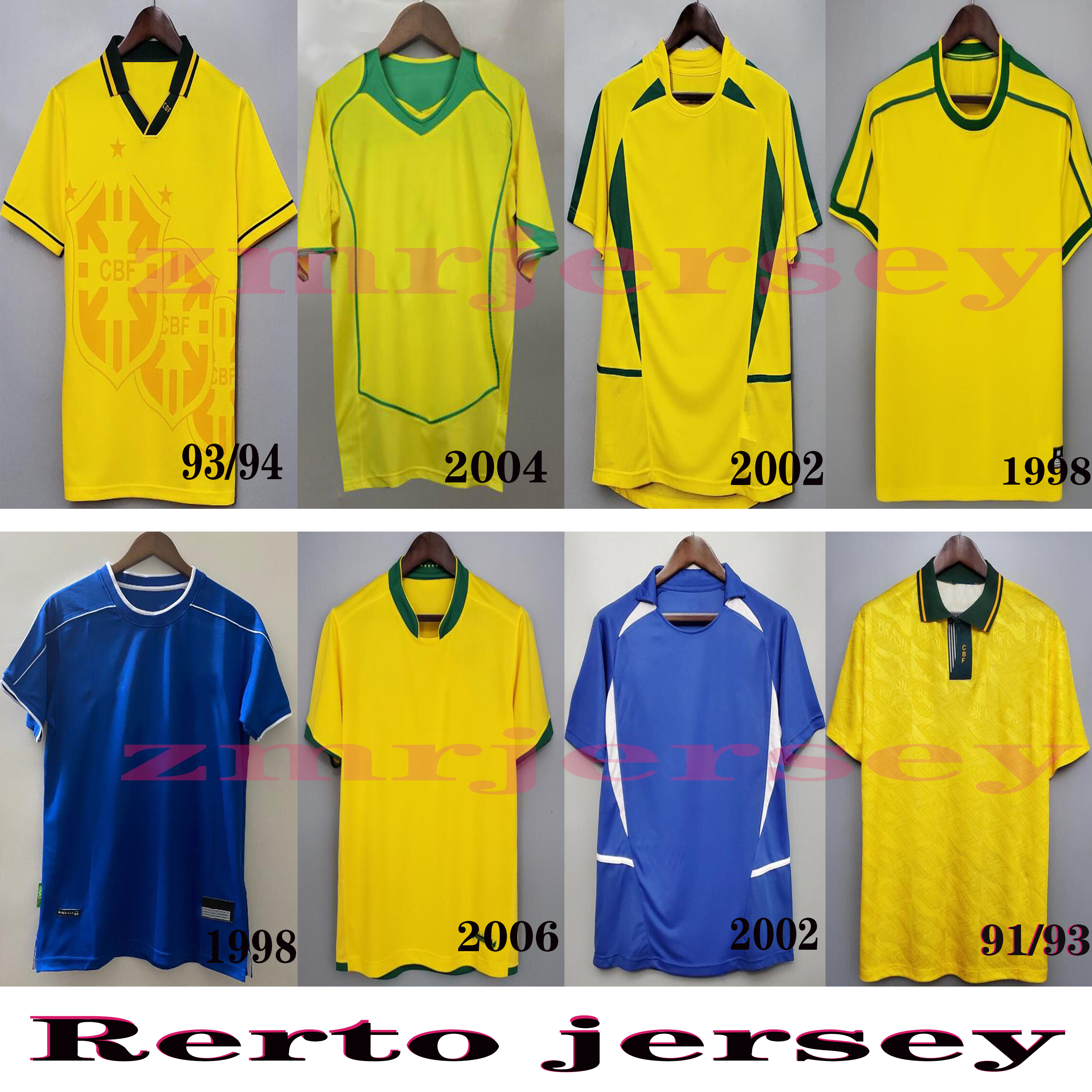 

Retro Brazils 1994 1988 1998 2000 2002 2004 2006 soccer jerseys ROMARIO RONALDINHO RIVALDO KAKA 94 98 00 02 06 classic football shirt, Black;yellow