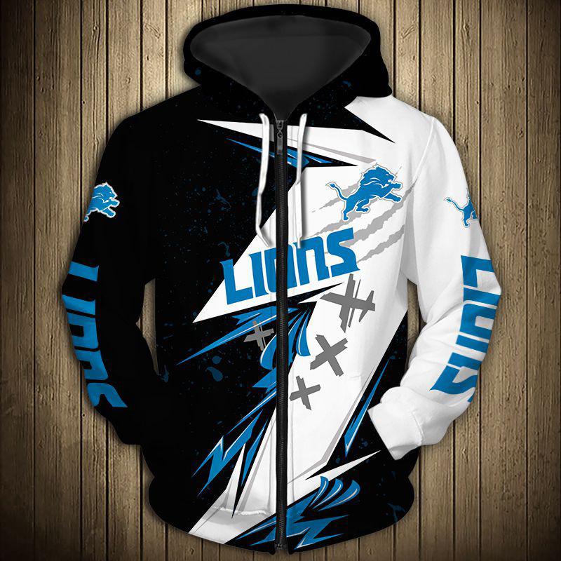 

Men' Hoodies & Sweatshirts 2021 Sportswear Black And White Geometric Stitching Blue Flower Print Lions Zipper Hoodie, H01628 zipper