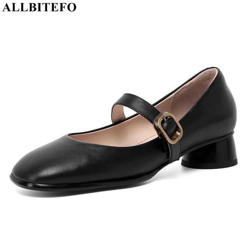 

ALLBITEFO size:34-41 genuine leather thick heels dance women shoes women heels shoes brand high heels alons hauts femme 210611, As picture