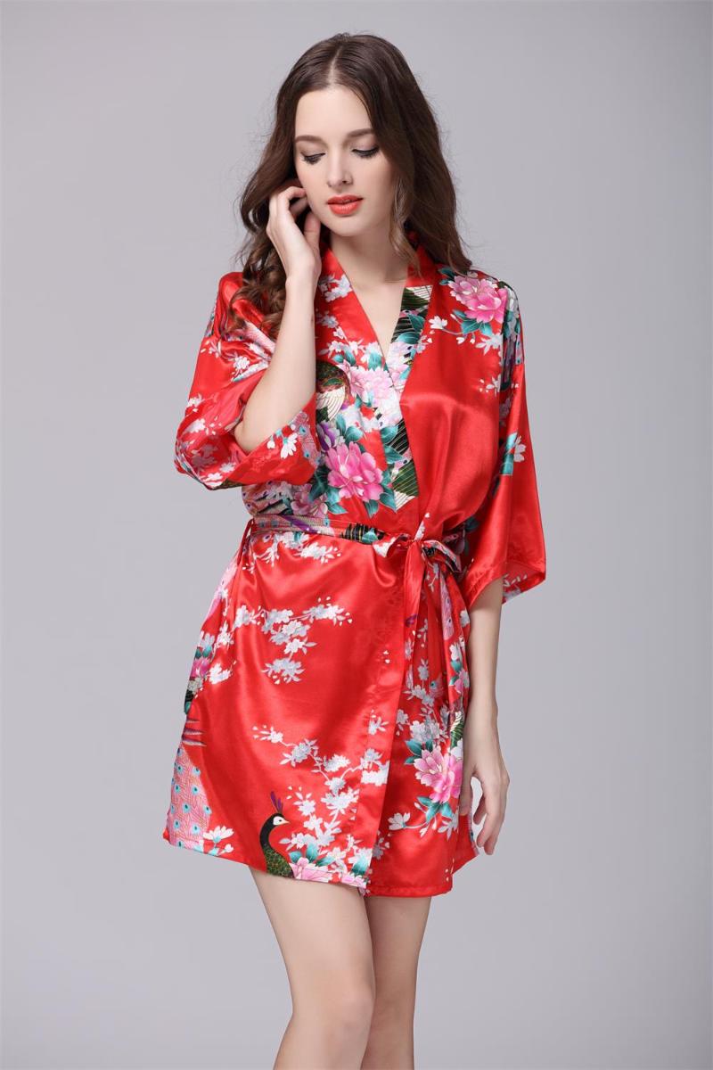 

Women' Sleepwear Nice Pajama Sets Kimono Bathrobe Gown Sexy Print Flower Nightdress Silky Bride Wedding Robe Soft Home Clothes, Yw-wp065-royal blue