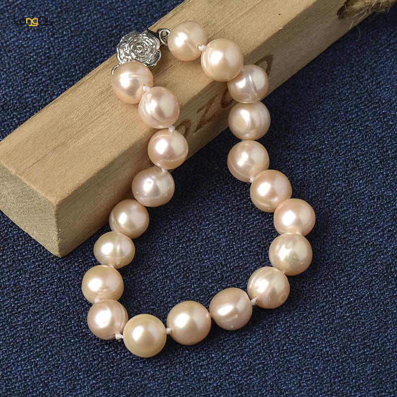 

Beaded, Strands 7.5" 8-9mm Light Yellow Freshwater Pearl Bracelet Handmade And Women's Gold/Silver Stainless Steel Jewelry