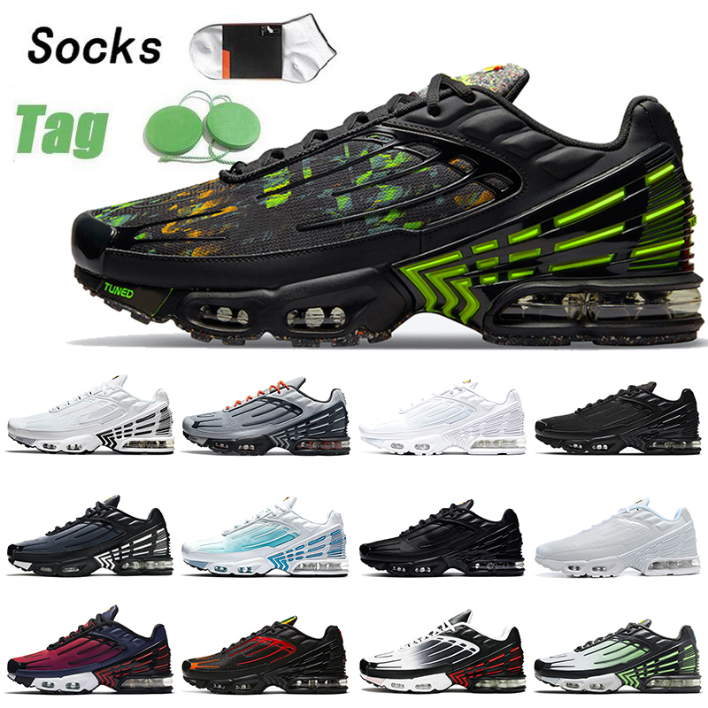 

High Quality Men Womens Tn Plus 3 Running Shoes Tuned Mens Sneakers Size 36-45 Orange Red Iridescent Mesh Triple White Black Crater Laser Blue Trainers, #1 multi white 39-45