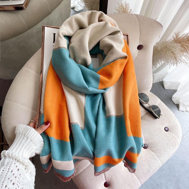 

Scarves Scarf Women Luxury Winter Brand Warm Cashmere Pashmina Shawls Warps Female Thick Blanket Printed 2021 Wraps