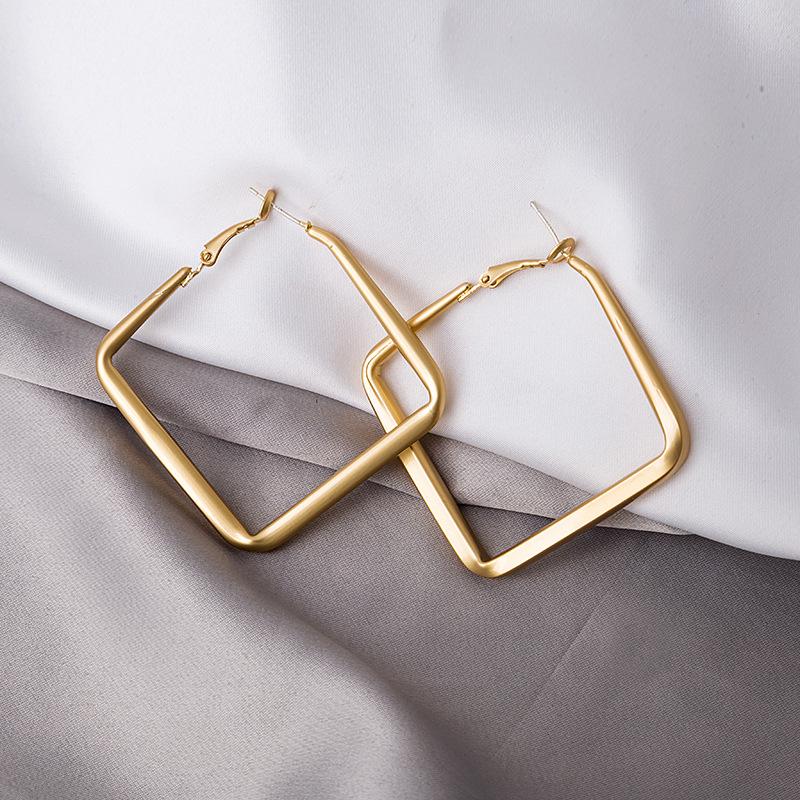 

Hoop & Huggie Women's Fashion Jewelry Geometric Simple Square Metal Earrings Elegant Trendy Design For Girls Circle