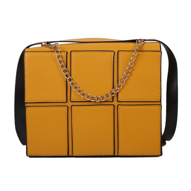 

Evening Bags Fashion Underarm Bag Women's 2022 Trend Splicing Simple Checkered Single Shoulder Messenger Portable Small Square BagEvenin, Yellow