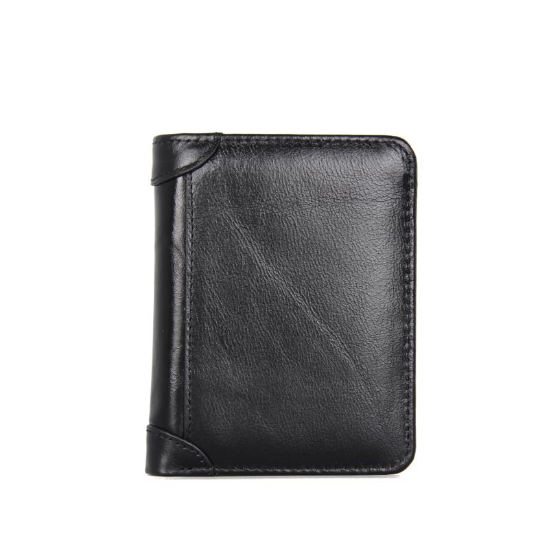 

Wallets Classic Style Wallet Genuine Leather Men Short Male Purse Card Holder Fashion High Quality RFID PROTECTION, Black