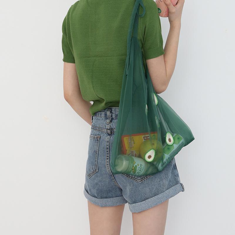 

Evening Bags Large Capacity Hawaii Style Fruits Embroidery Shopping Shoulder Casual Tote Hand Carry Bag Portable Polyester Handbags