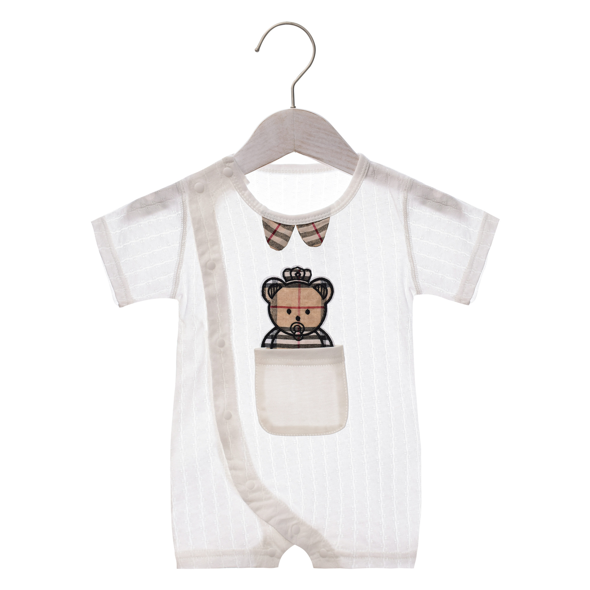 

Retail/wholesale  0-12M baby plaid Rompers onesies cotton pocket jumpsuit one-piece bodysuits toddle infant kids designer clothes, White