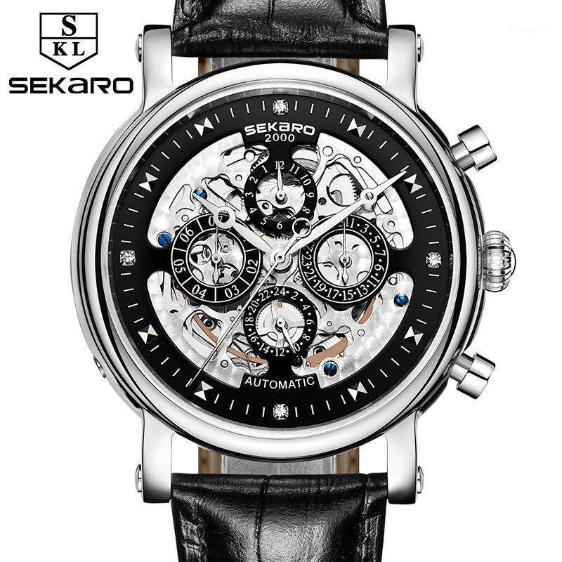 

Classic Leather Automatic Mechanical Watch Men Waterproof Fashion Skeleton Steampunk Male Clocks Relogio Masculino Montre Wristwatches, Color-5