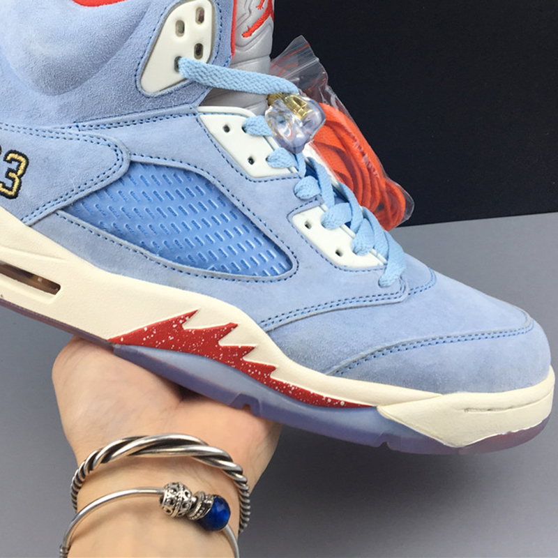 

Trophy Room x Air 5 Ice Blue CI1899-400 5s V Women Men Sports Shoes Sneakers Top Quality Trainers With Original Box