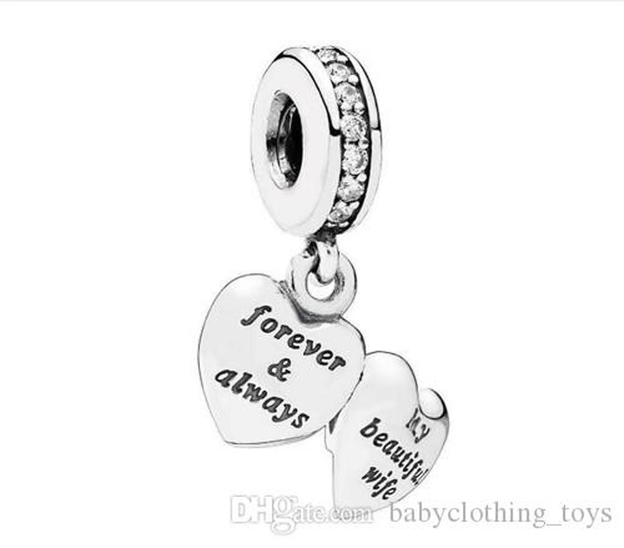 

Designer Jewelry 925 Silver Bracelet Charm Bead fit Pandora My Beautiful Wife Slide Bracelets Beads European Style Charms Beaded Murano, Black