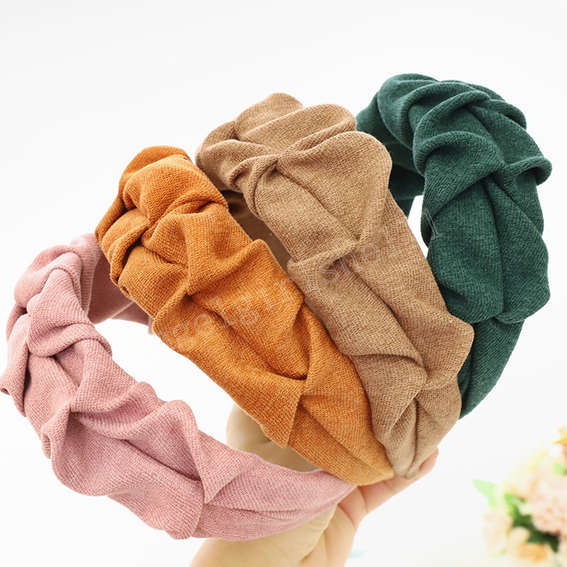 

Vintage Solid Fold Cloth Bezel Hairband Women Hair Accessories Girls Haar Headband Opaska Do Wlosow Bandeau Femme Diademas, Mixed color