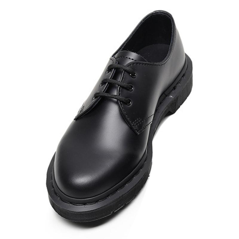 Boots Large Size Low-top Shoes Women Leather British Style Pure Black Round Toe Men And Couple Casual Tooling 1461 Trend