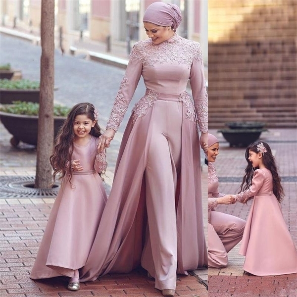 

Girl's High Quaity Customized Baby Girls Dresses for Wedding Satin Long Sleeves Mother and Daughter Party Gown Special Occasion 0922, Mom and daughter