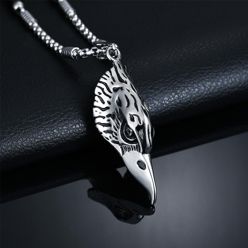 Pendant Necklaces Fashion Eagle Eye Necklace Stainless Steel Head Stone Bead Chain Men Jewelry Christmas Gift-image-706608130