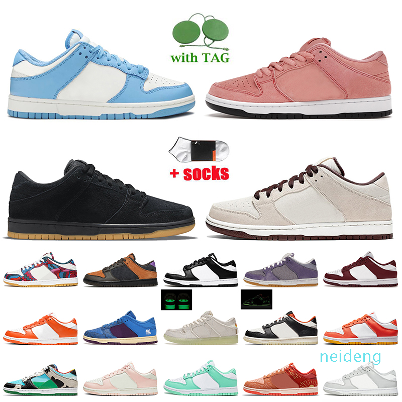 

2022 SB Running Shoes Low Coast UNC White Black Grey Desert Sand Pink Parra Mummy Glow Skate Trainers Women Men Undefeated Off Sneak, A43 unc 36-45