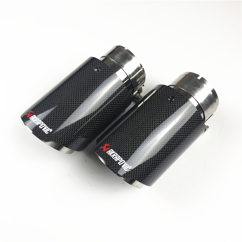 

1PCS Inlet 63mm Outlet 89mm Car Styling Akrapovic Exhaust Muffler Pipes Universal Carbon Back Tail Tips