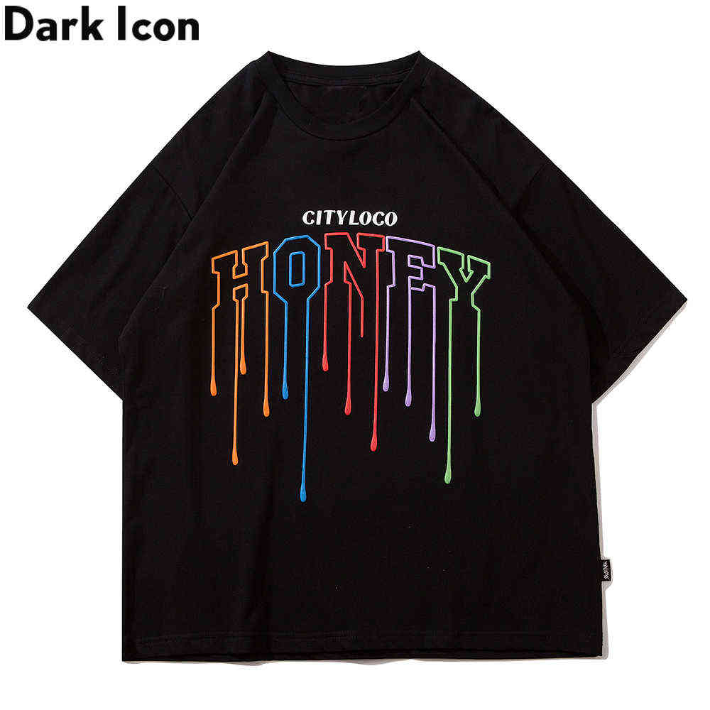 

Letters Printing Short Sleeve Men's T-shirt Summer Crew Neck Hipster Tshirts Cotton Tee Male Tops 210603, White
