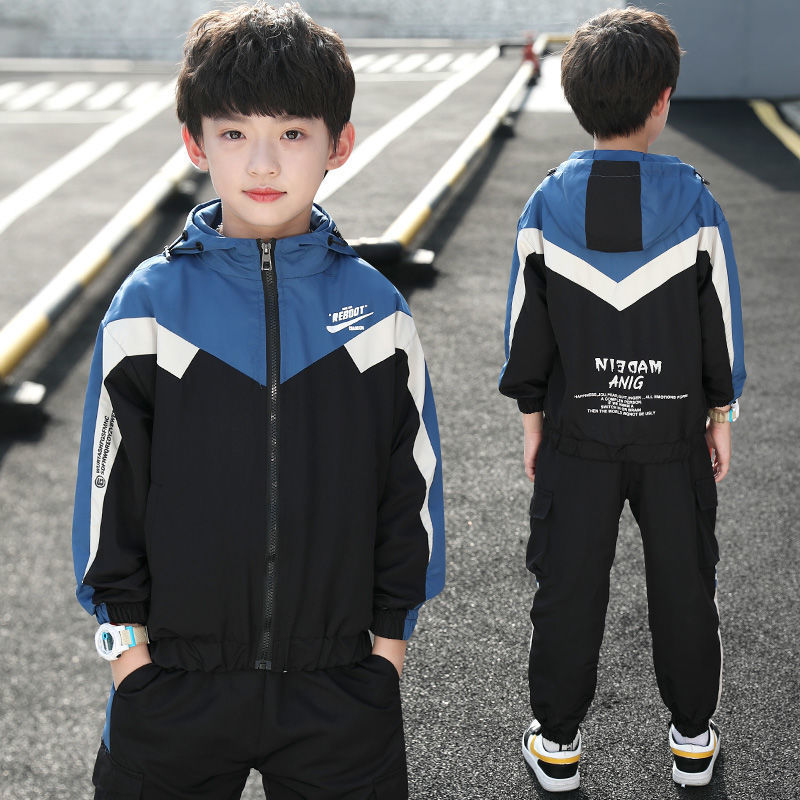 

Clothing Sets Spring Summer Children's Clothes Suit Boys Coat + Pants 2pcs/Set Teenage Top Sport Costume For Kids Streetwear Formal, Blue