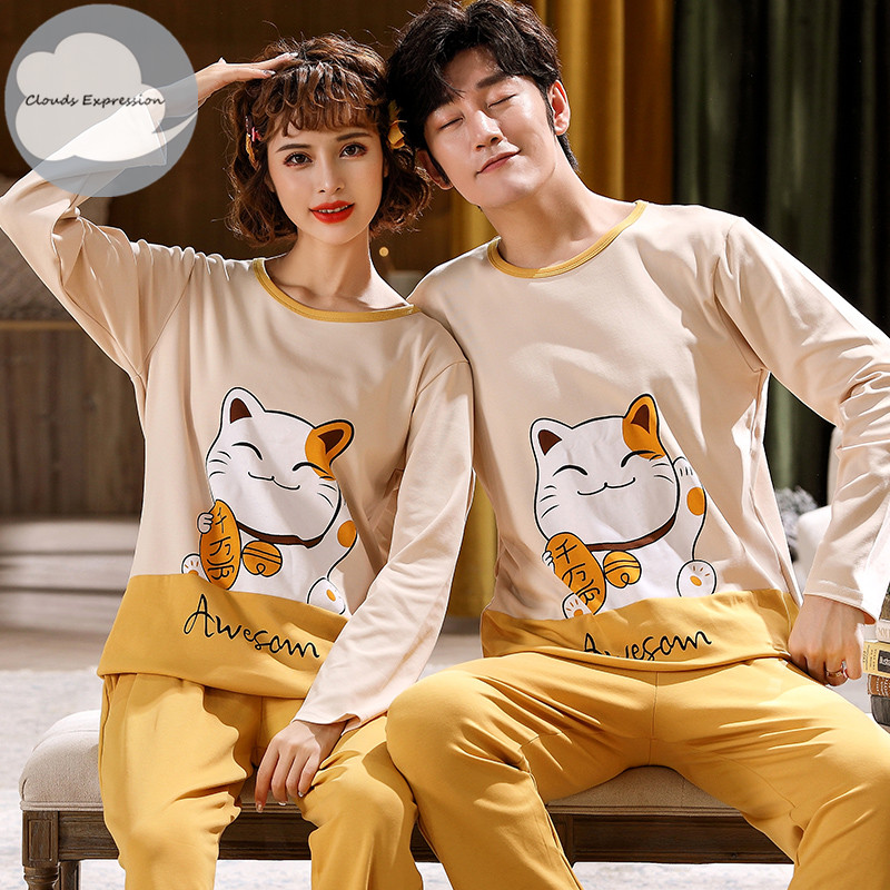 

2021Autumn Winter Striped Pyjamas Cotton Pj Pajamas Set Women Cartoon Sleepwear Mens Pajama Sets Pijamas Girl Pyjamas Home Clothes, Black;red