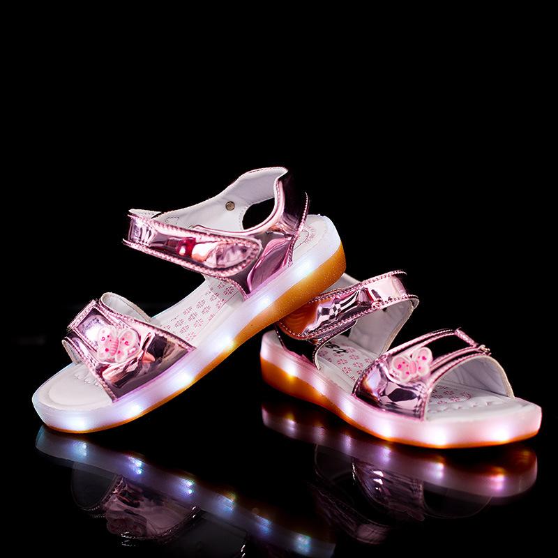 

Baby Comfortable Sandals 2021 Summer Boy Girls Beach LED Shoes Kids Casual Children Fashion Sport Size 21-30, Black;red