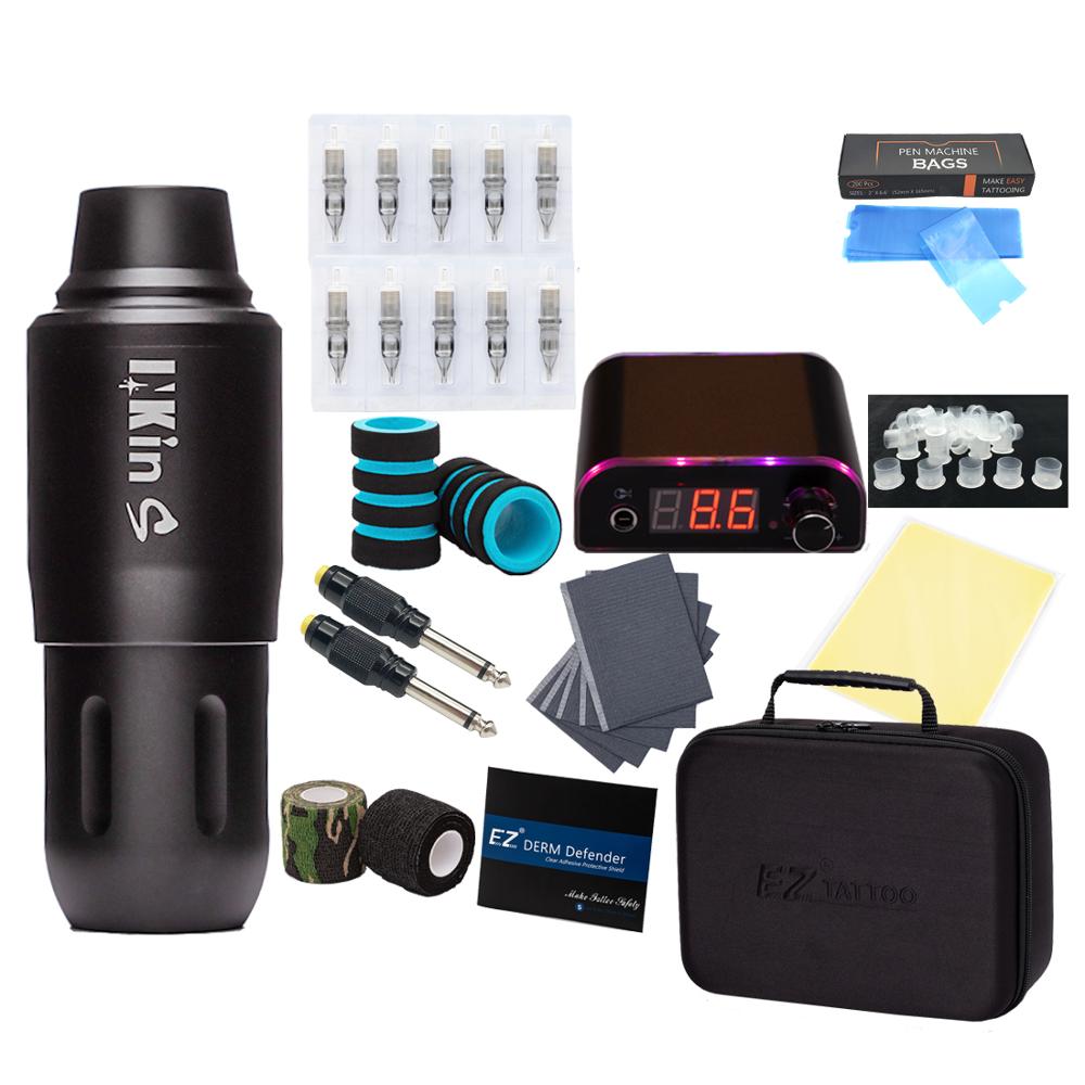 Pro Complete Beginner Tattoo Kit Motor Pen Machine with Power Supply Foot Pedal Cartridge Needles Set Tattoo Supply-image-710695132