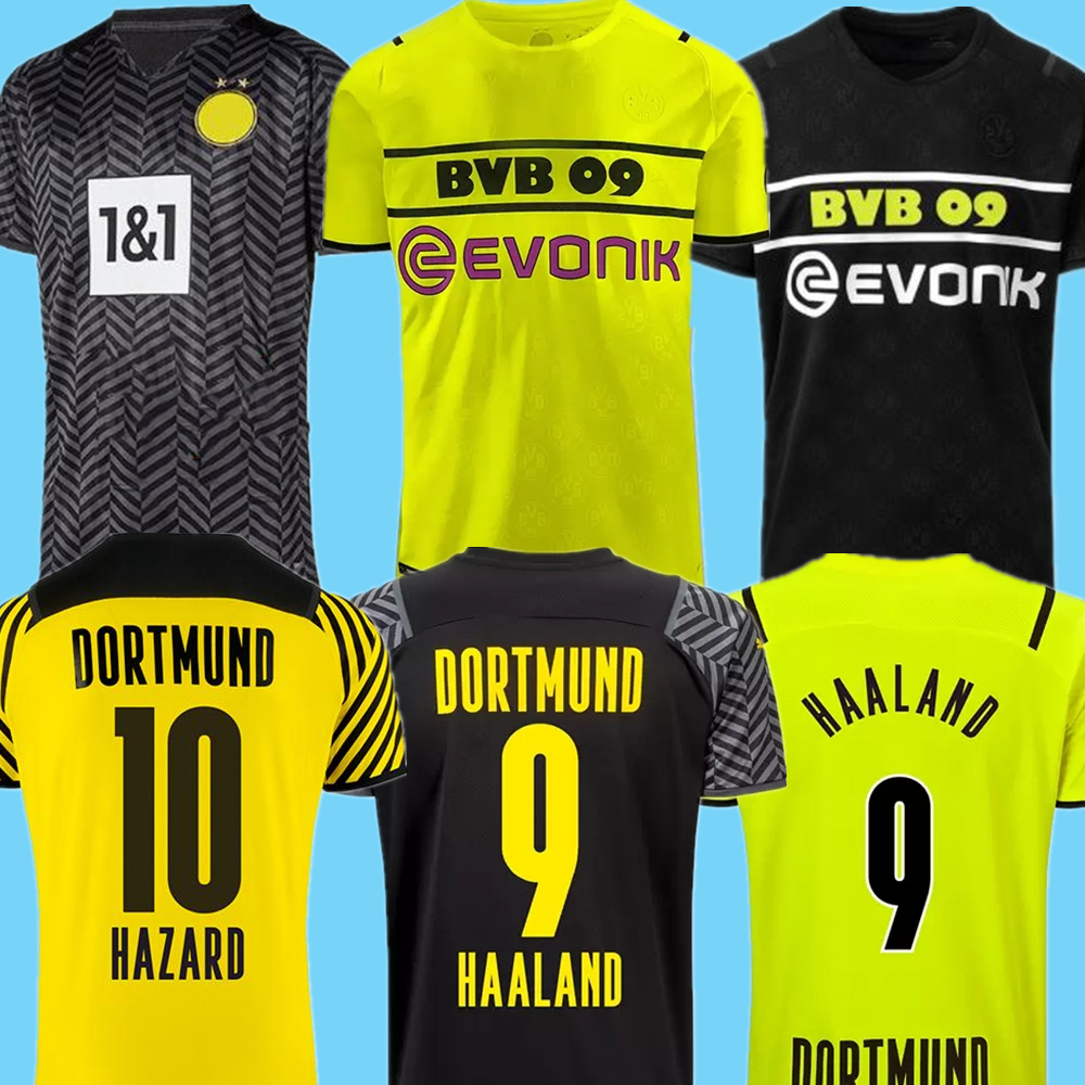 Jerseys Dortmund 21 22 Chemise de football de football Haaland Reus Neongelb Bellingham Hummels Brandt Borussia Men + Kit Kit Maillot de Foot 202
