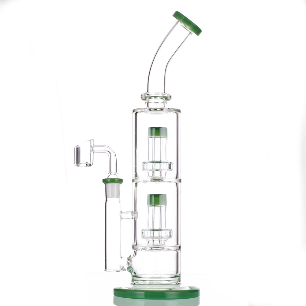 

2021 Hookah Bong Glass Dab Rig Water Bongs Smoke Pipe 11 Inch Height Double-layer filter 14.4mm Female Joint Double with Quartz Banger