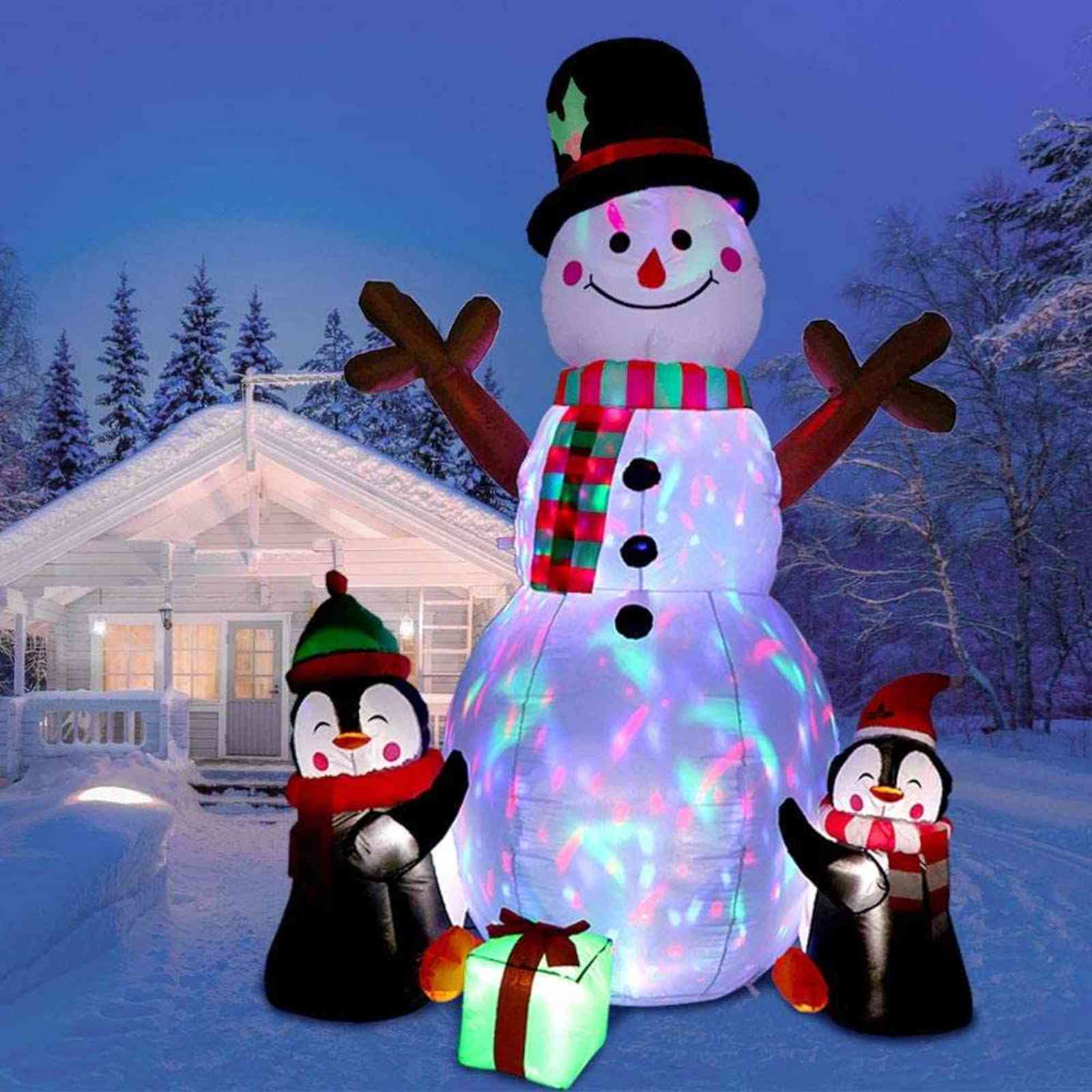 

Ourwarm 6ft Christmas inflatable Christmas decoration outdoor inflatable Snowman Penguin inflatable courtyard decoration with rotating LED H1106