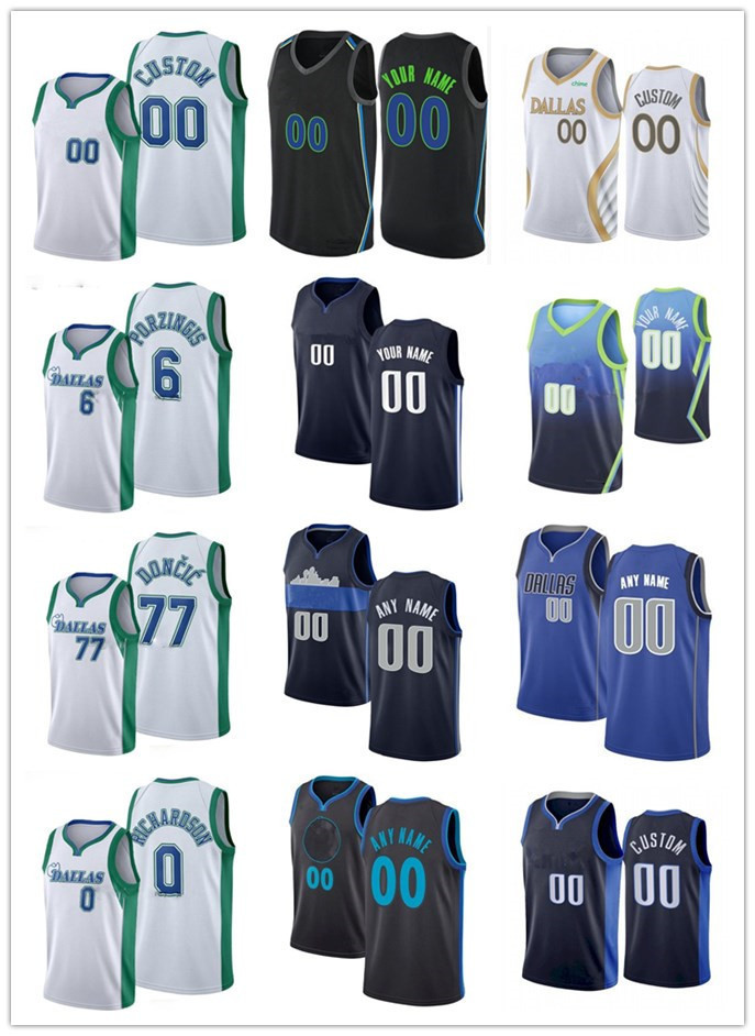 

75th Custom MEN Jersey Women Youth Luka 9 Moses Brown 77 Doncic 13 Jalen Brunson Kristaps 6 Porzingis Dallas''Mavericks'&#039, Black;red