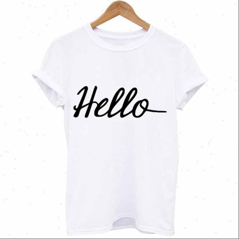 

Women T Shirts Hello Letter Print Shirt Short Sleeve O Neck Loose Tshirt Summer Tee Tops Camisetas Mujer, White