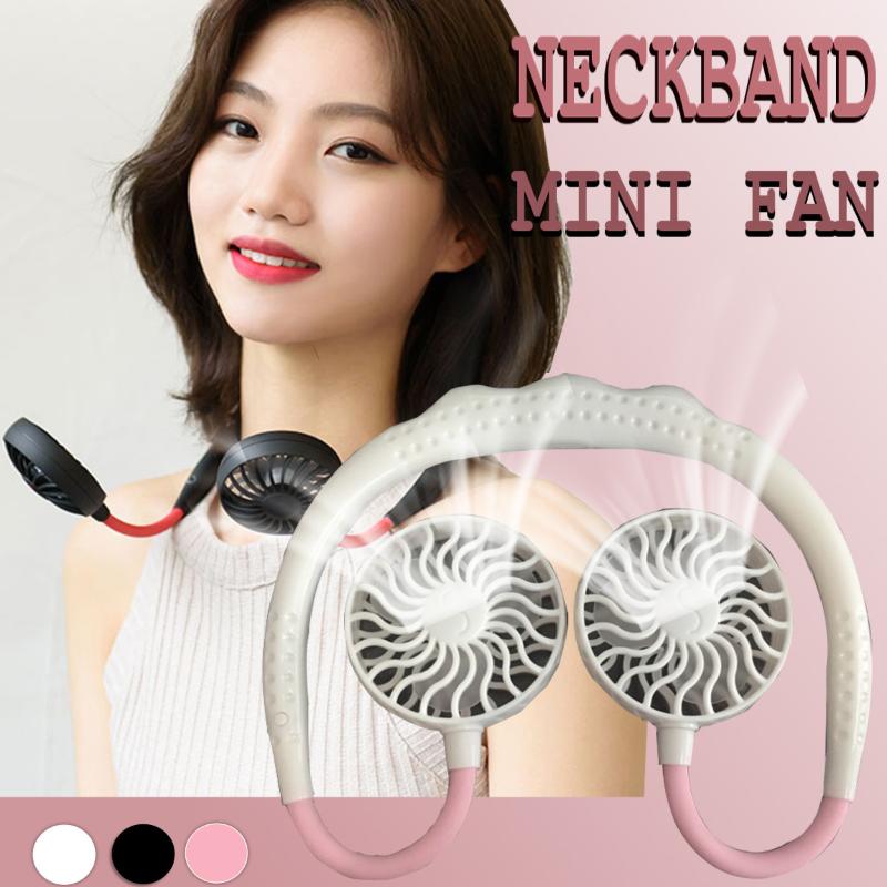 

Hands-free Neck Band Hanging USB Rechargeable Dual Fan Mini Air Cooler Summer Portable 4-10 Hours Use Time Electric Fans