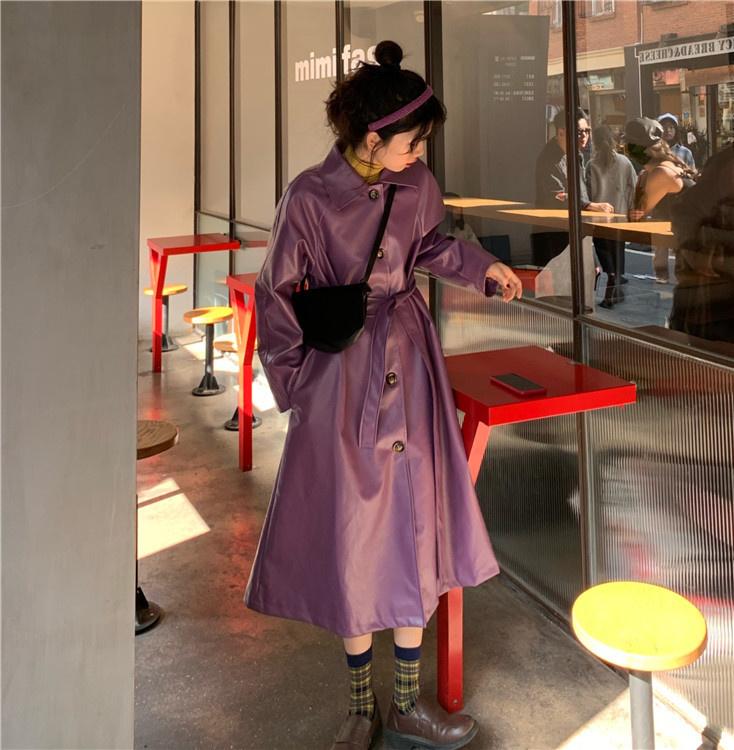 

Women's Trench Coats Thin Cool Mid-Length Purple Rac, Tan;black