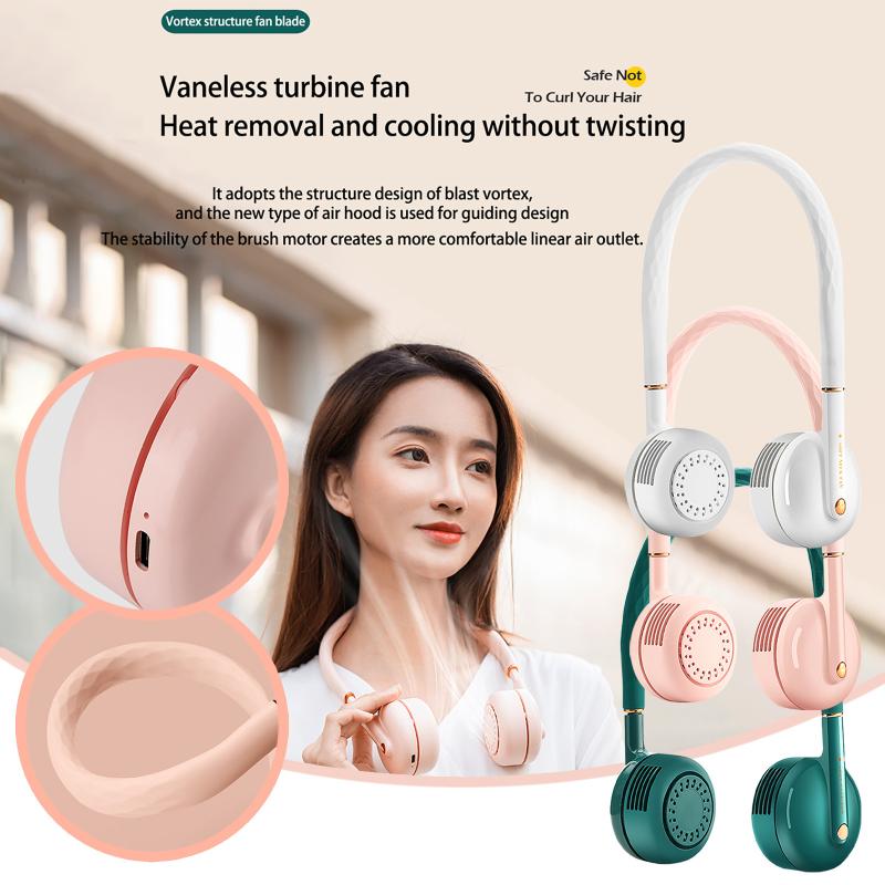 

Electric Fans Portable Leafless Lazy Fan USB Charging Outdoor Sport Flexible Neckband Mini Mute Student Neck Gift #4