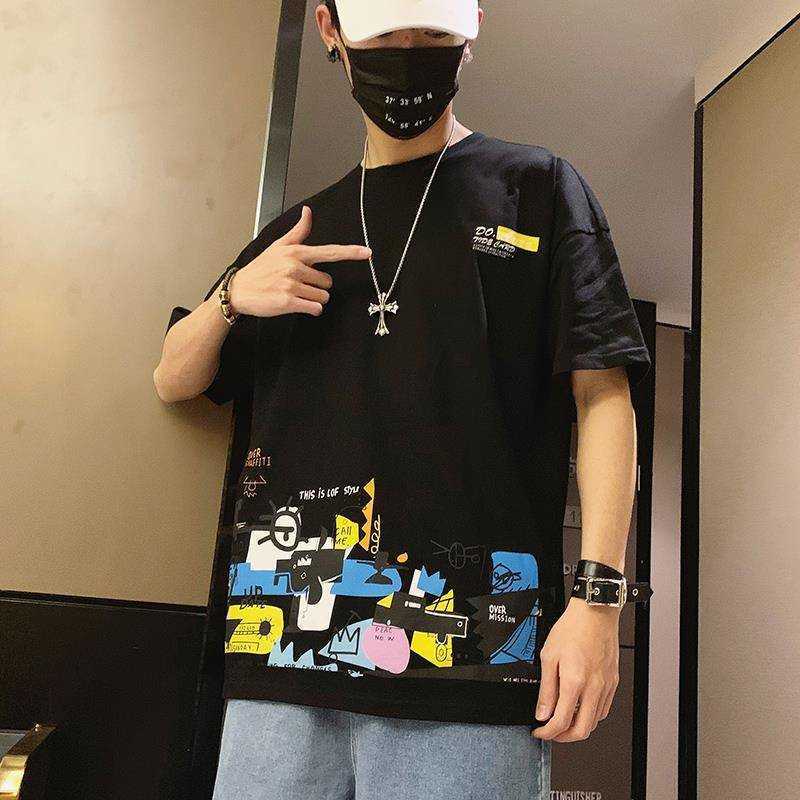 

men's t-shirts coreano preto hip hop tshirt streetwear dos homens t camisa de w3ja, White;black