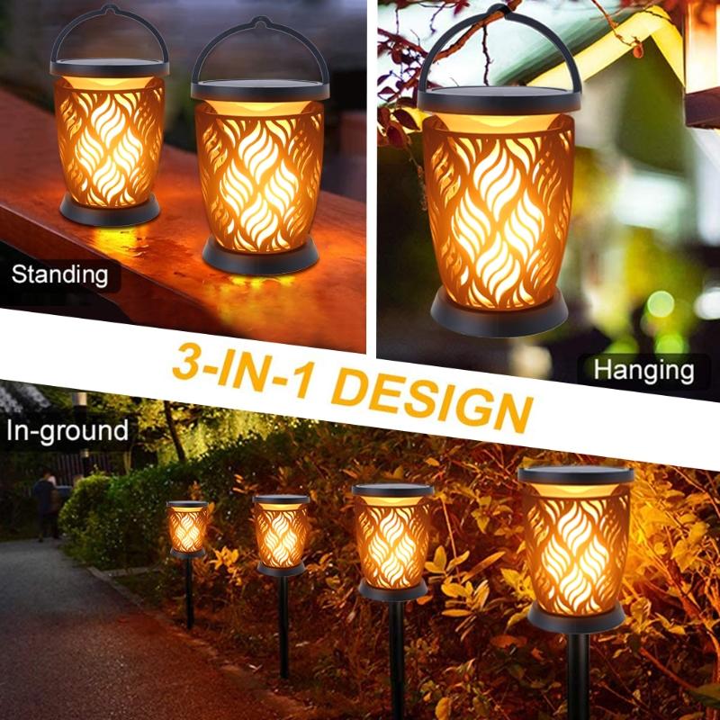 

Outdoor Wall Lamps 4 PCs Solar Torches Light 96 Lamp Beads Flickering Flame Spotlights Torch For Garden Patio And Driveway