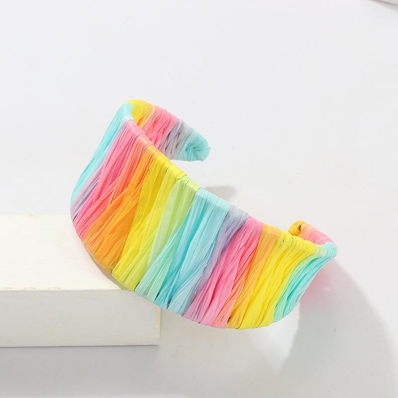 

Bangle UODCM Bijoux Gypsy Fashion Gold Silver Plated Punk Hip Hop Cuff Wide Men Hand Woven Lafite Colour Bracelet For Women Wholesale