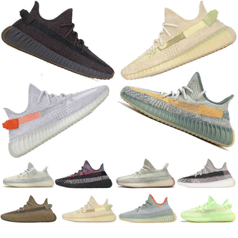 

Sale Earth Tail Light Sulfur Abez Cloud White Cinder Black Non Reflective Kanye West Shoes Men Womens Sneakers Size US4-13, Linen