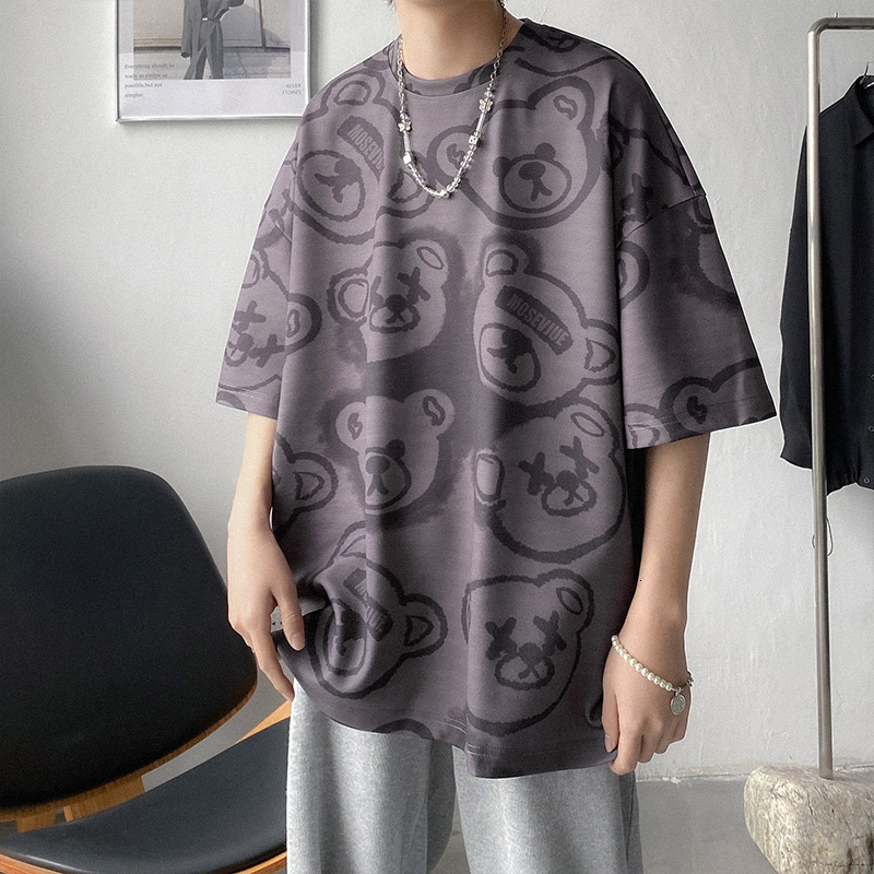 

T-shirt men's 2021 summer fashion brand round neck loose short sleeve ins Korean simple and versatile clothes, White