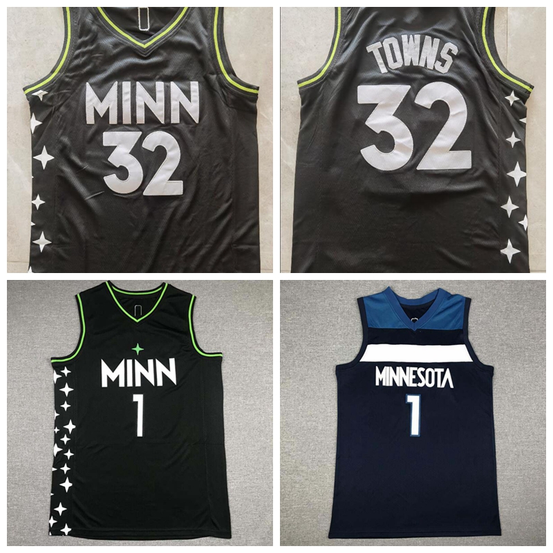 

basketball jersey Minnesota Timberwolves Karl-Anthony Towns Anthony Edwards jersey for a core player;Swing players sew and embroider jersey., Black;red
