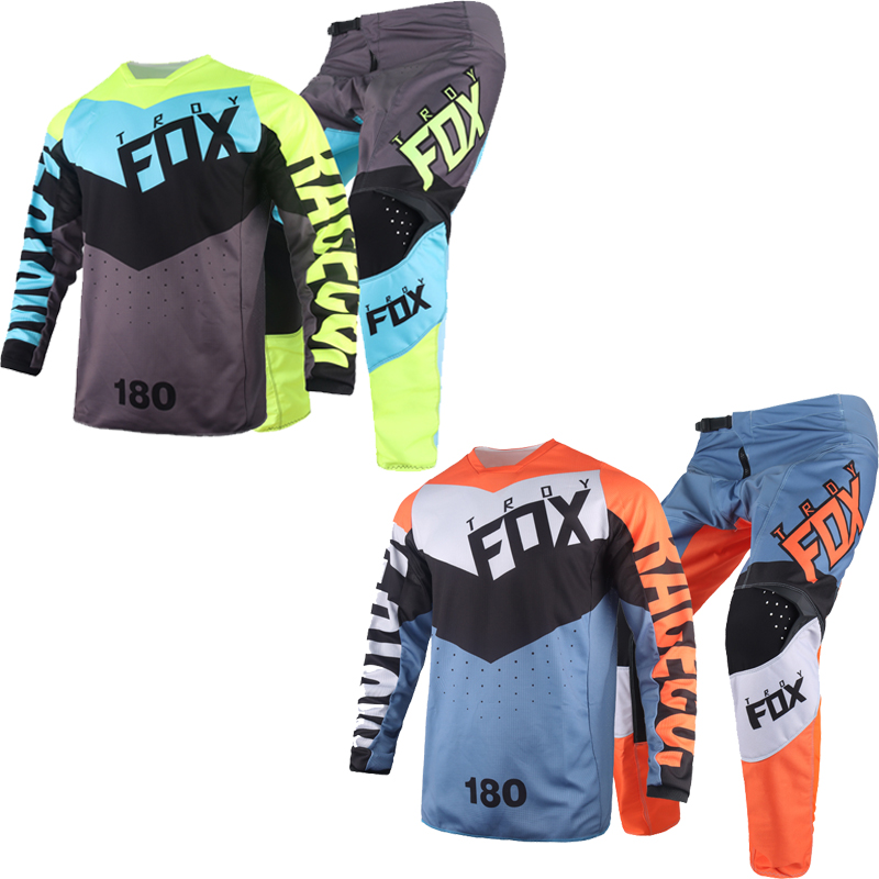 TROY FOX 180 Gear Set Jersey Pants Combo Motocross Adult MX BMX Dirt Bike Kits Offroad Moto Suit-image-746605392